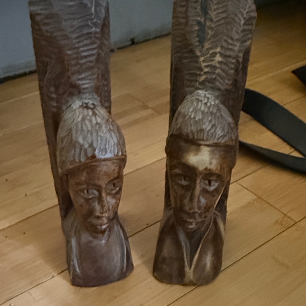 Hand carved vintage tribal book ends